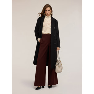 Motivi - Cappotto doppiopetto in drap misto lana - Nero