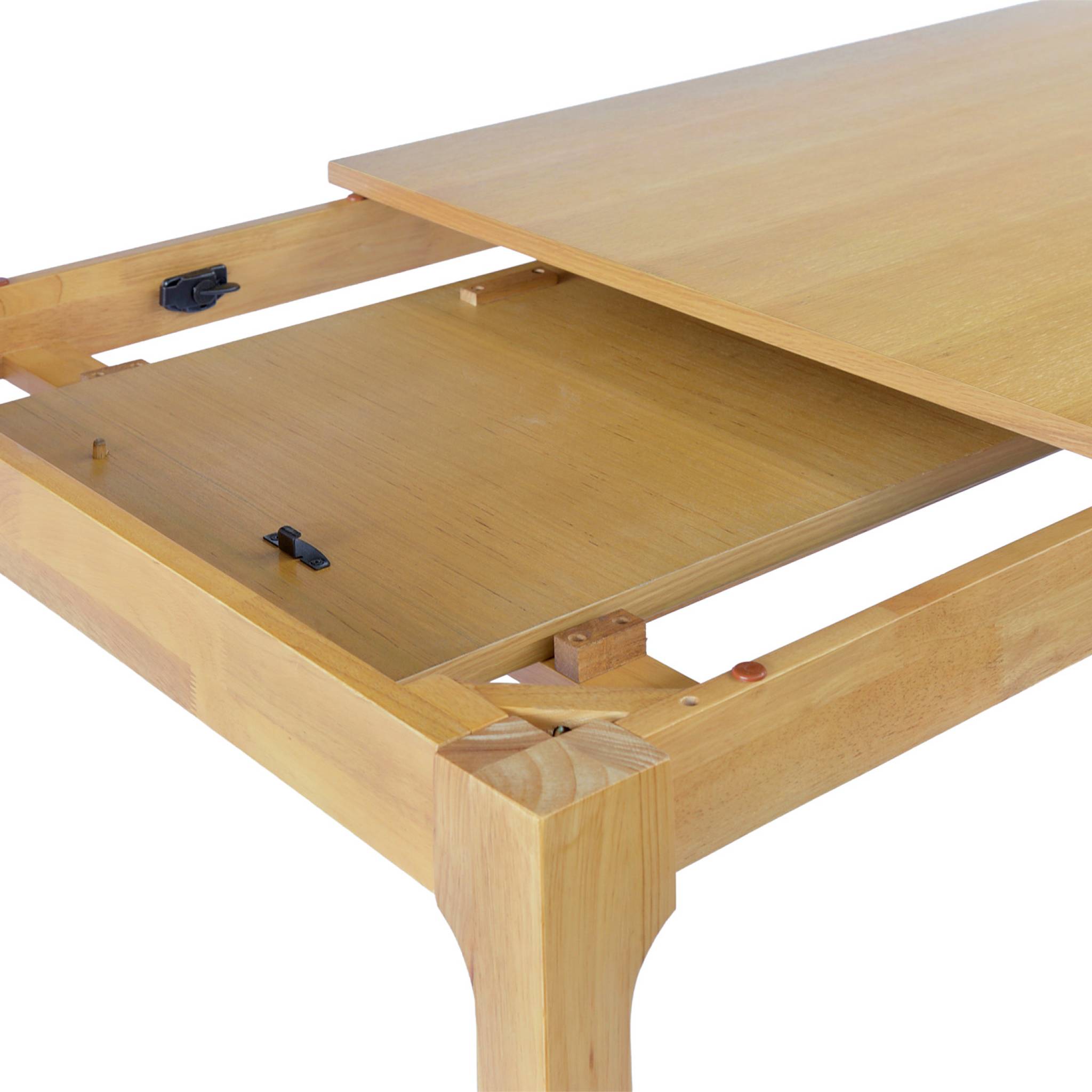 Table à manger rectangle extensible bois d'hévéa placage chêne 6-10 places FÉLICIE