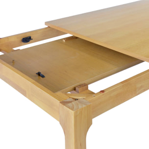 Table à manger rectangle extensible bois d'hévéa placage chêne 6-10 places FÉLICIE