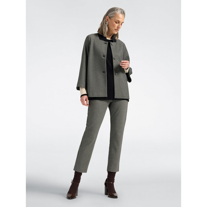 Elena Mirò - Pantaloni slim jacquard cropped - Nero