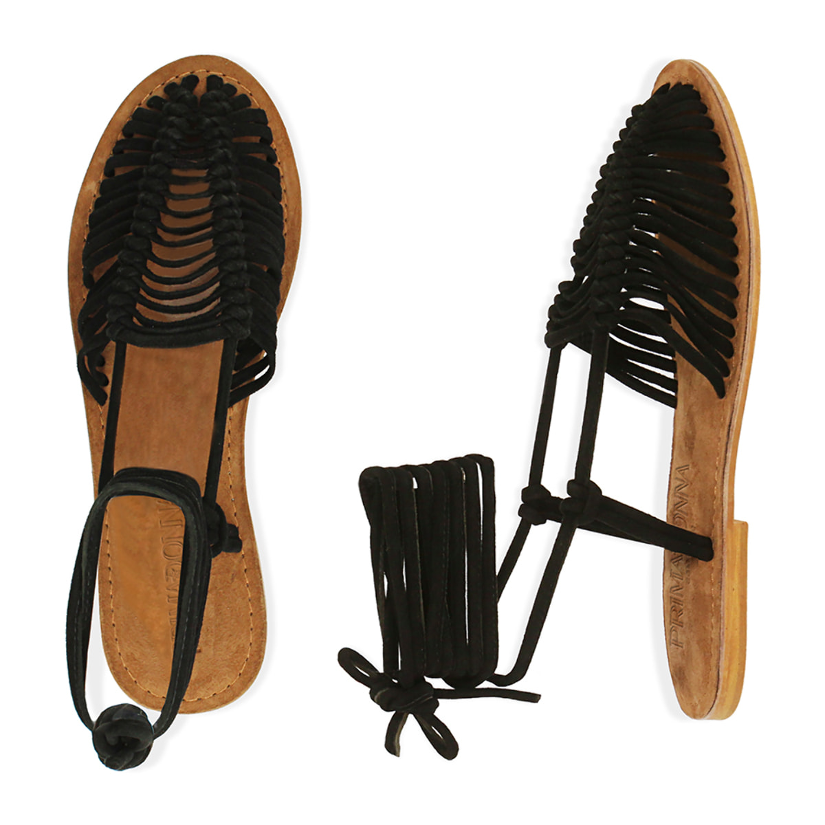 Sandalias cordones ante negro