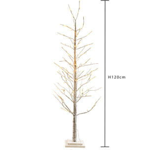 Betulla 120 Cm Con 114 Led Mov Int. - Pezzi 1 - 45X120X45cm - Colore: Bianco - Bianchi Dino - Articoli Natalizi