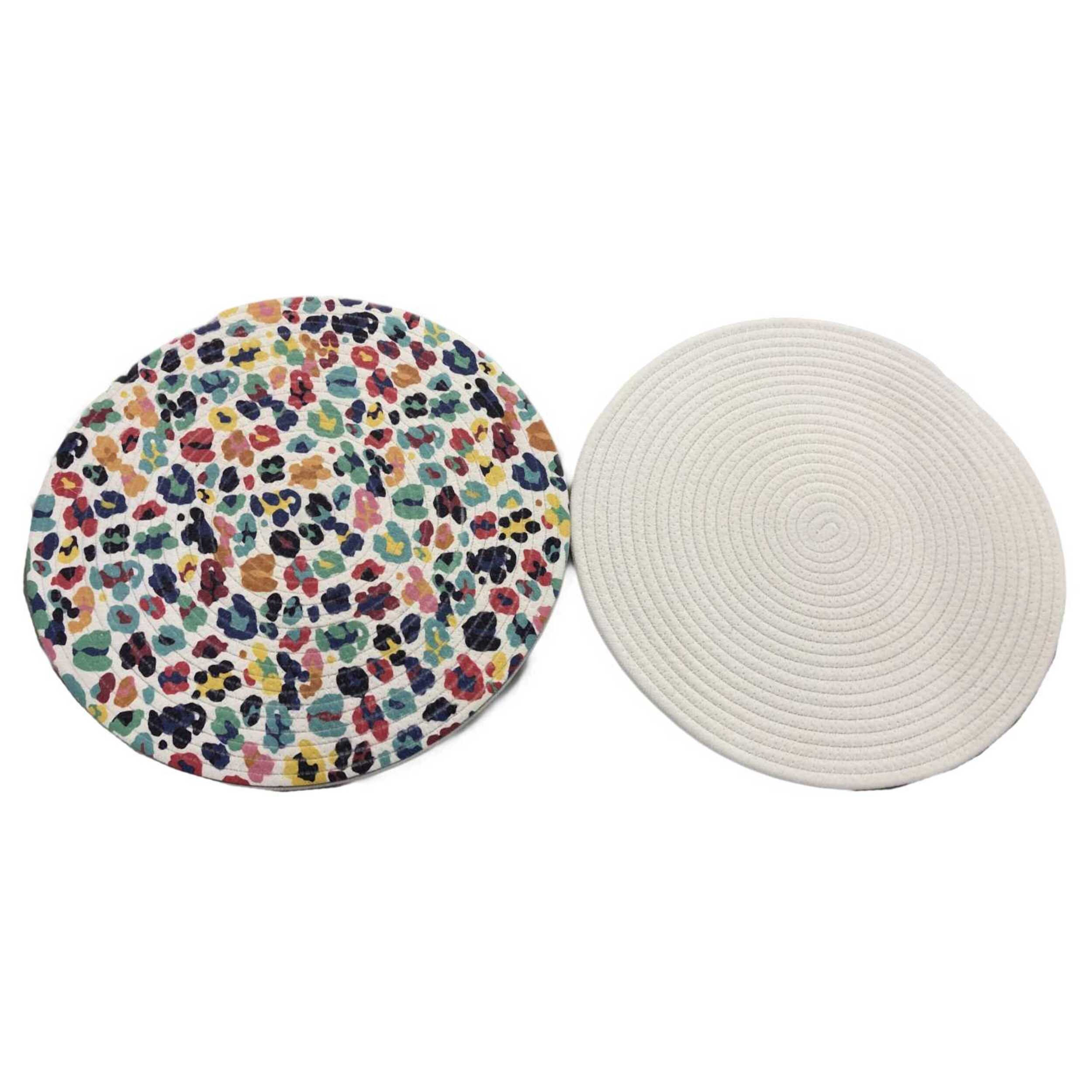 Tovaglietta in cotone multicolor double face bianco tondo cm ø38