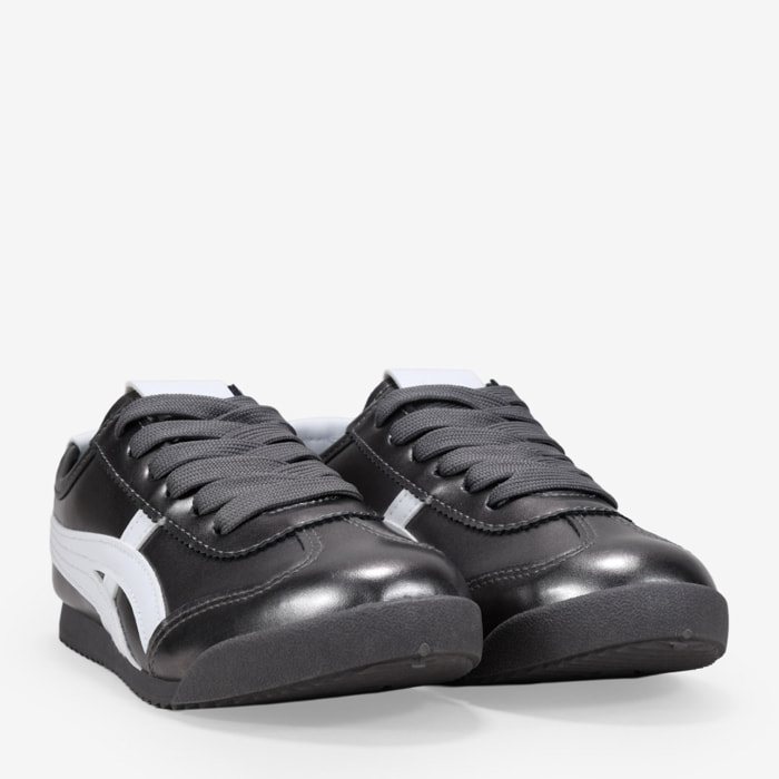 Zapatillas planas plomo con cordones