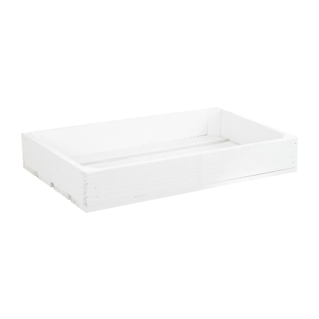Petite boîte en bois massif blanc Hauteur: 7.5 Longueur: 49 Largeur: 29.5