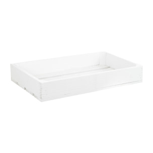 Petite boîte en bois massif blanc Hauteur: 7.5 Longueur: 49 Largeur: 29.5