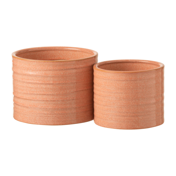 J-Line cache-pot Uni Rond - céramique - orange - large - Ø 17.5 cm