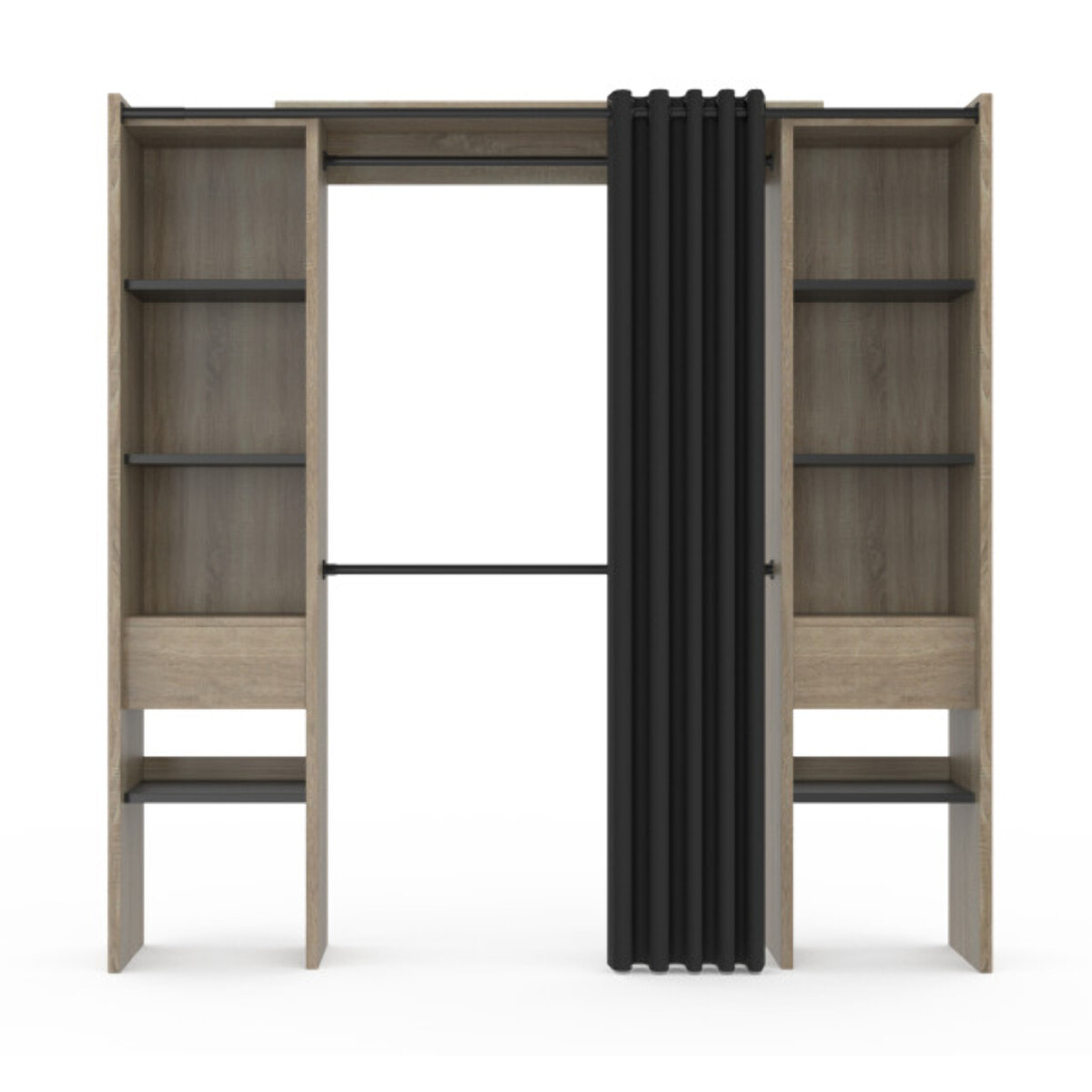 Dressing Justine extensible 120-180cm double colonne effet bois