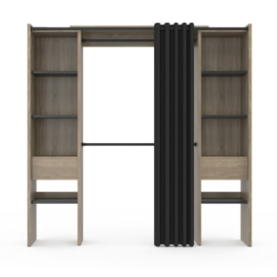 Dressing Justine extensible 120-180cm double colonne effet bois