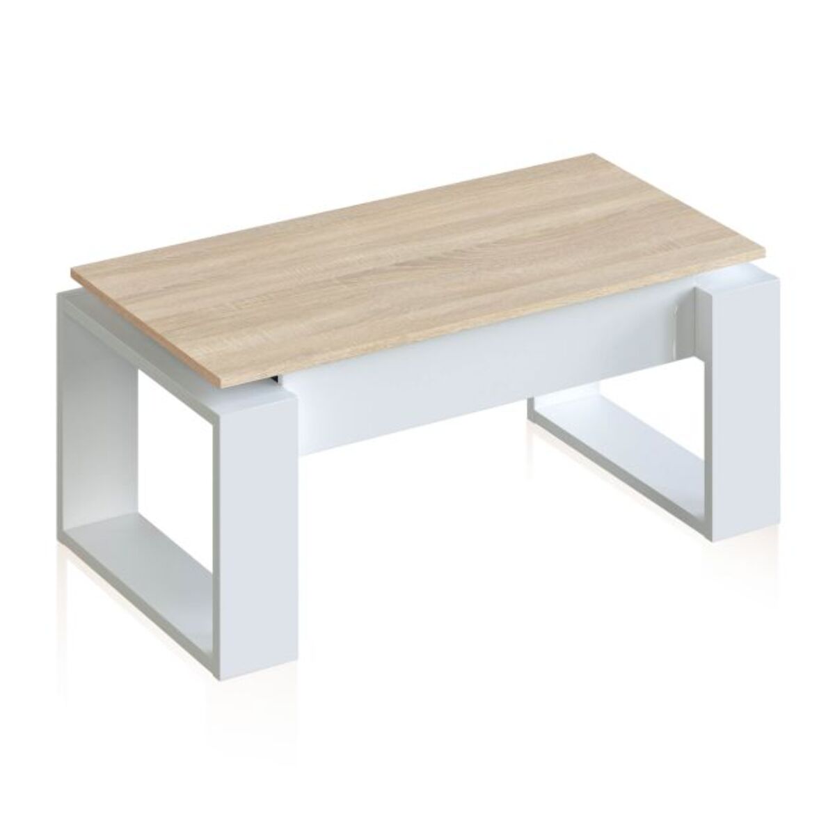 Mesa de centro elevable Neo Blanco Artik (Blanco Mate) - Roble Canadian