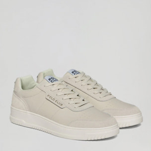 Sneaker casual Milton da uomo in ecopelle beige con dettagli tono su tono Polo Club