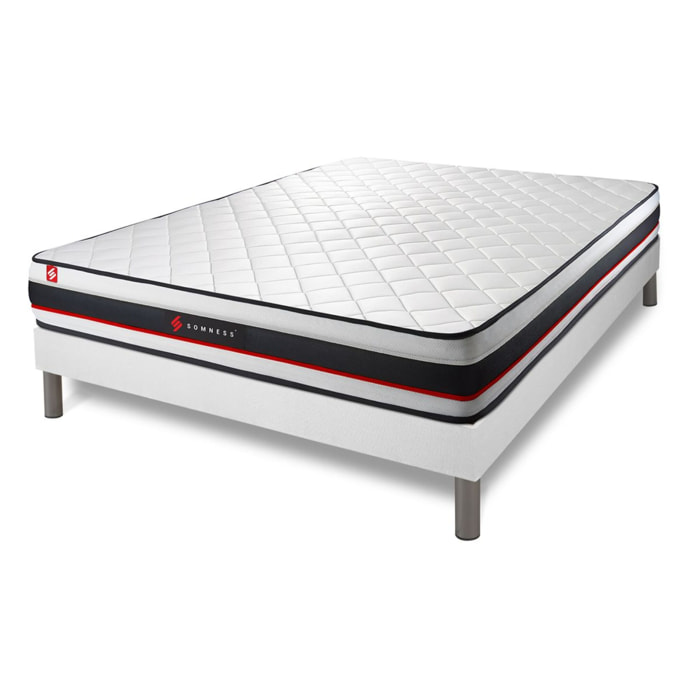 Ensemble Matelas Sommier 200x200 cm - Sommier Blanc (en kit) - Form