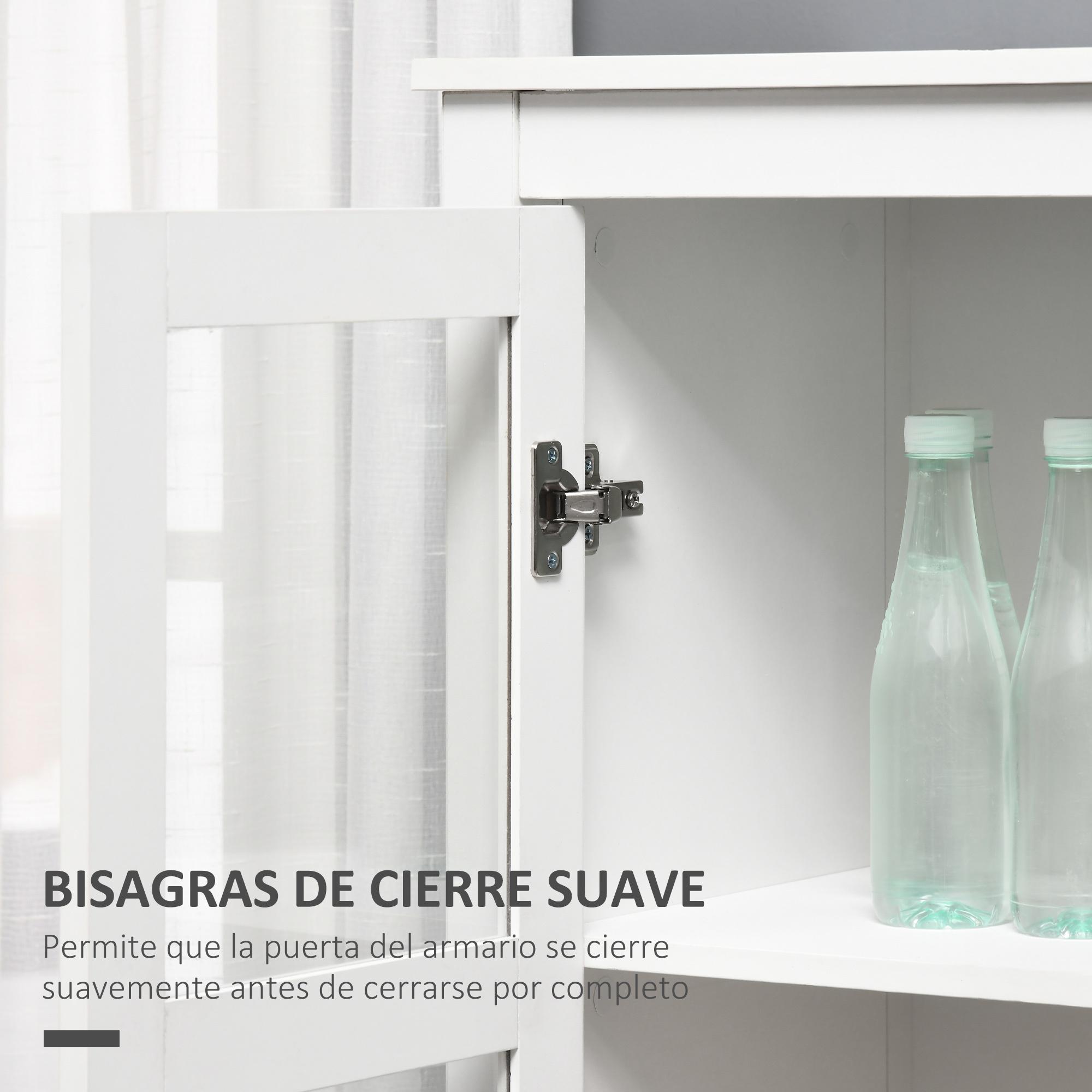 Vitrina de Salón Aparador de Cocina con 2 Puertas de Vidrio Templado 3 Estantes 2 Cajones y Bisagras de Cierre Suave para Comedor Oficina 80x40x160 cm Blanco