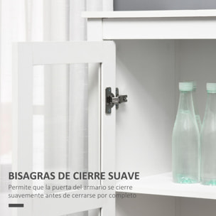 Vitrina de Salón Aparador de Cocina con 2 Puertas de Vidrio Templado 3 Estantes 2 Cajones y Bisagras de Cierre Suave para Comedor Oficina 80x40x160 cm Blanco