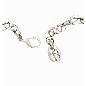 Collar Candado en plata chapado y cadena singular eslabón rectangular. "Gloria Mago"