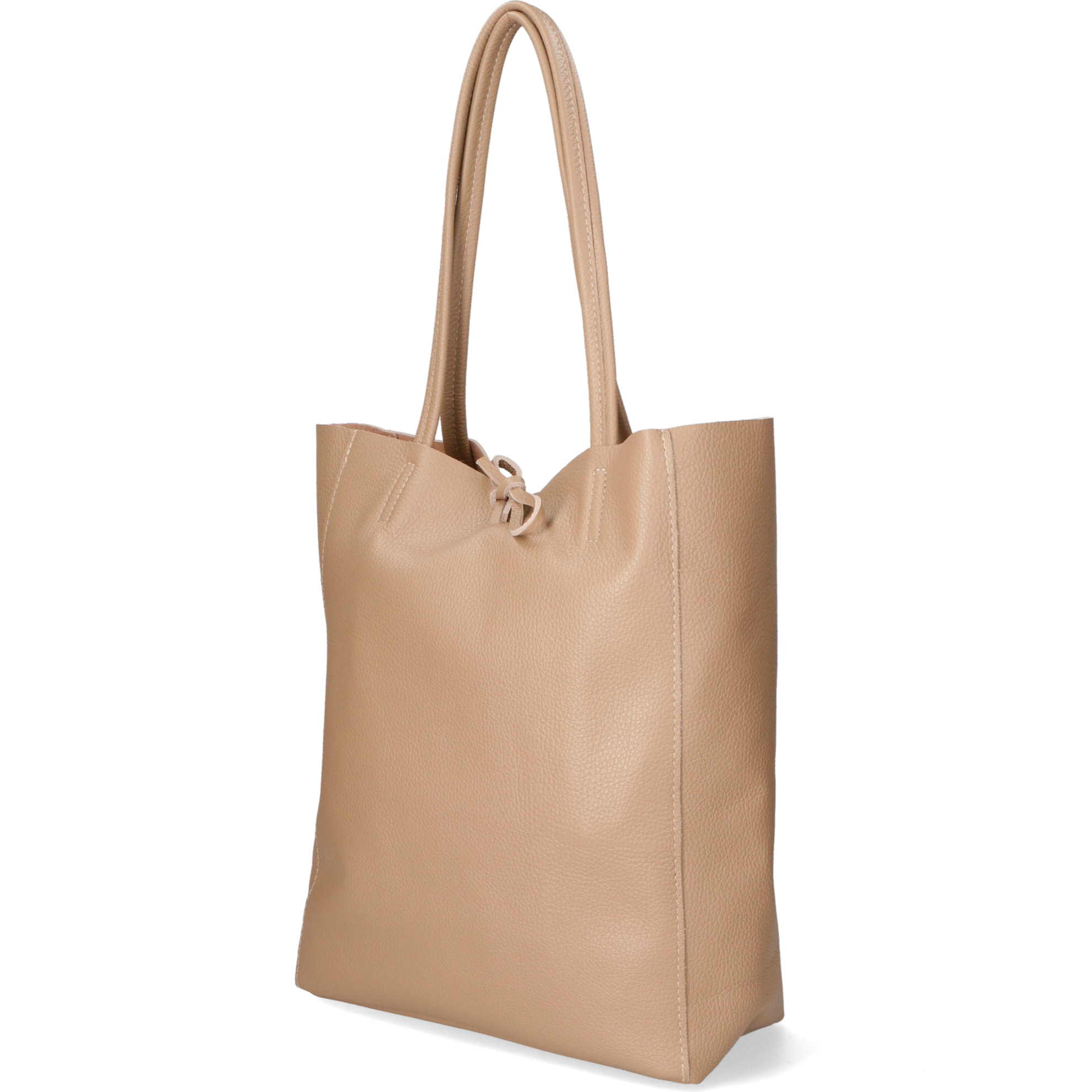 Borsa Donna In Pelle Vera - Shopper Grande Chicca Con Zip, Doppia Misura Regolabile