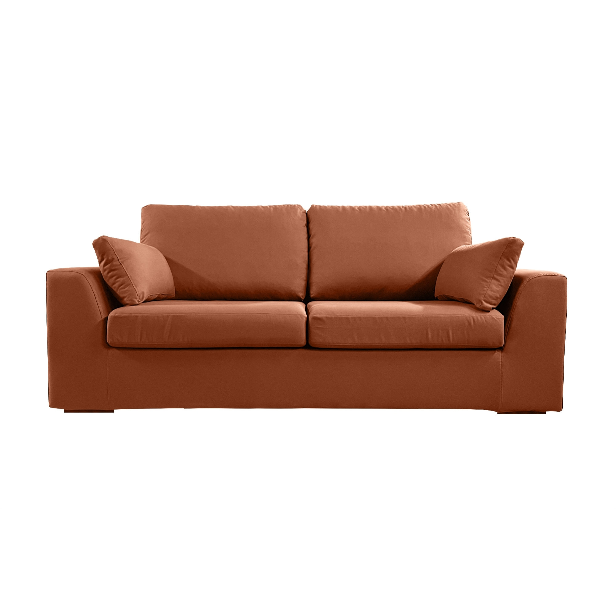 Canapé 3 pl TRESSIN 190 cm fixe tissu coton Terracotta - 100% déhoussable - Fab. France