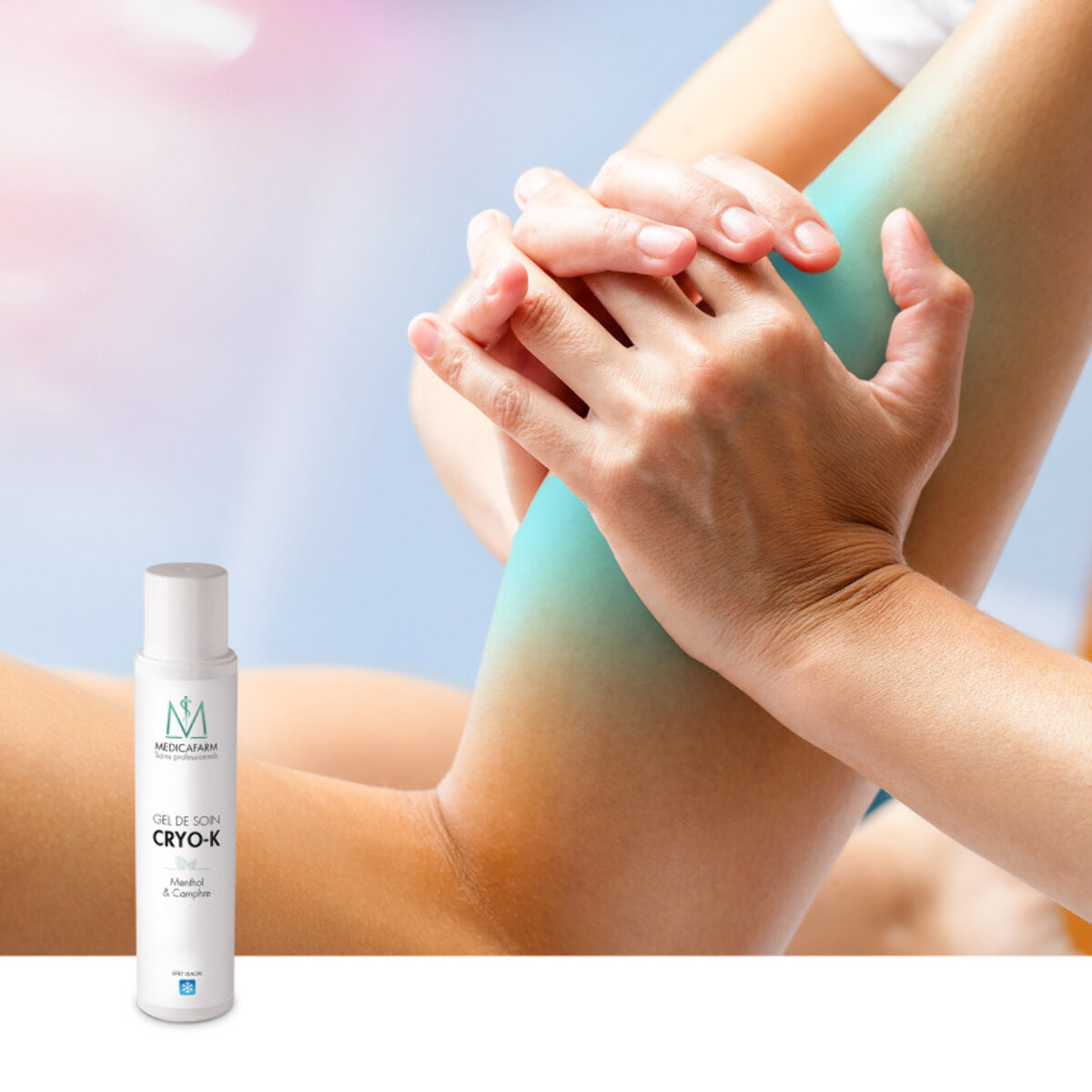 MEDICAFARM - Gel de soin CRYO-K - Gel effet "glacial" au Menthol & Camphre - Aide à soulager les douleurs musculaires et articulaires - Confort circulatoire - Lot de 3 flacons de 250ml