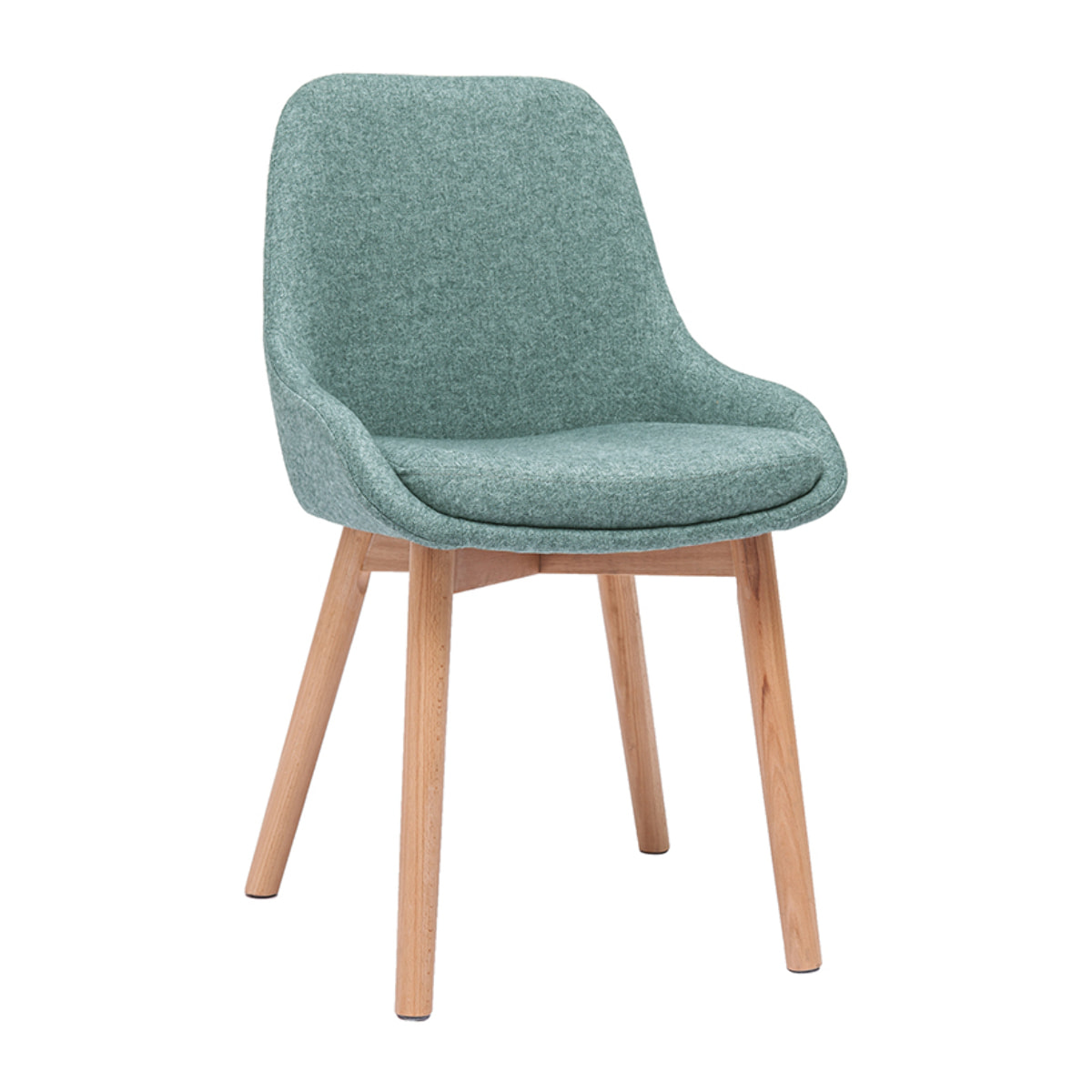 Chaises scandinaves en tissu vert de gris et bois clair massif (lot de 2) HOLO