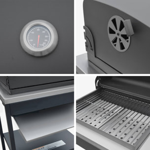 Barbecue grill charbon de bois noir Naxos grille chromée 2 étagères