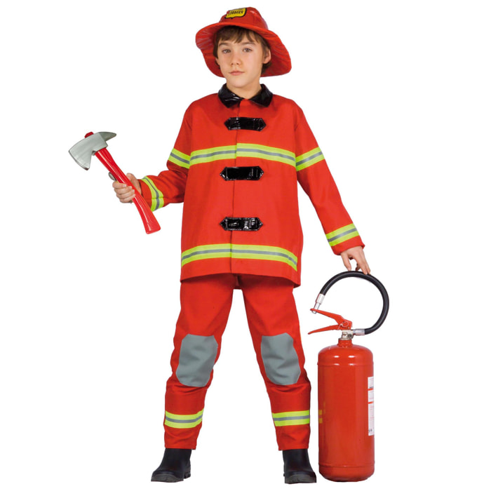 Costume Carnevale Pompiere Vigile Del Fuoco Rosso Bambino