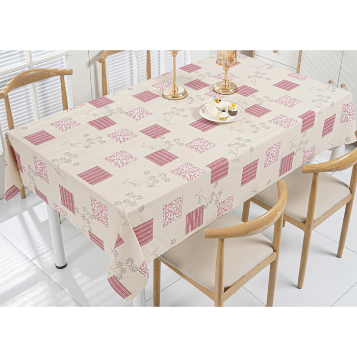 Tovaglia Antimacchia Idrorepellente Rotolo Tagliabile PVC Maniva Riga Flower Rosso D6