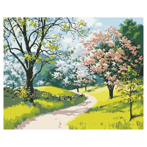 Tela con disegno da dipingere con i numeri, 40x50cm. Progettazione di strade e campi. Include pennelli e vernici necessari.