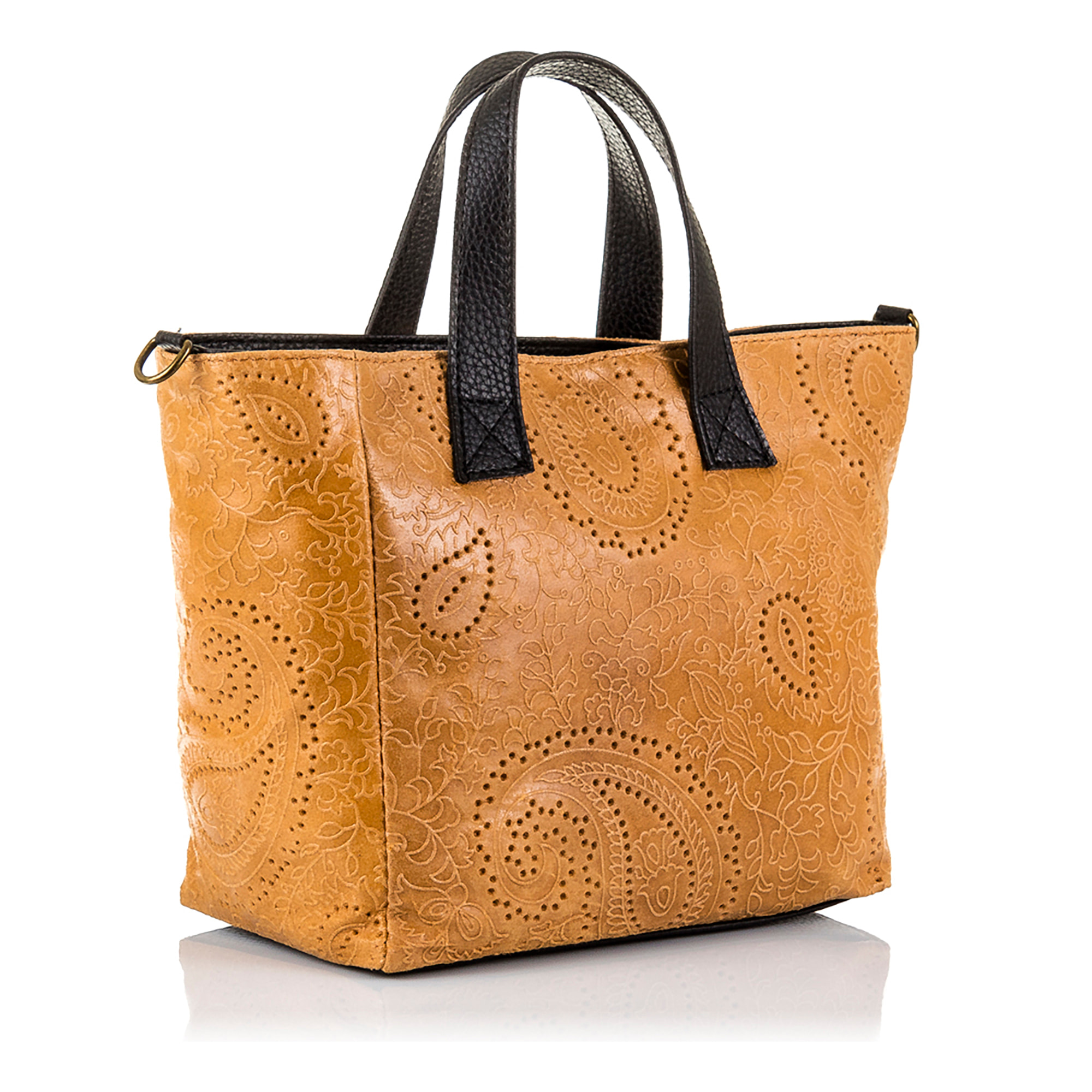 Cassandra Borsa tote Donna.Pelle autentica Camoscio Incisione Arabesca