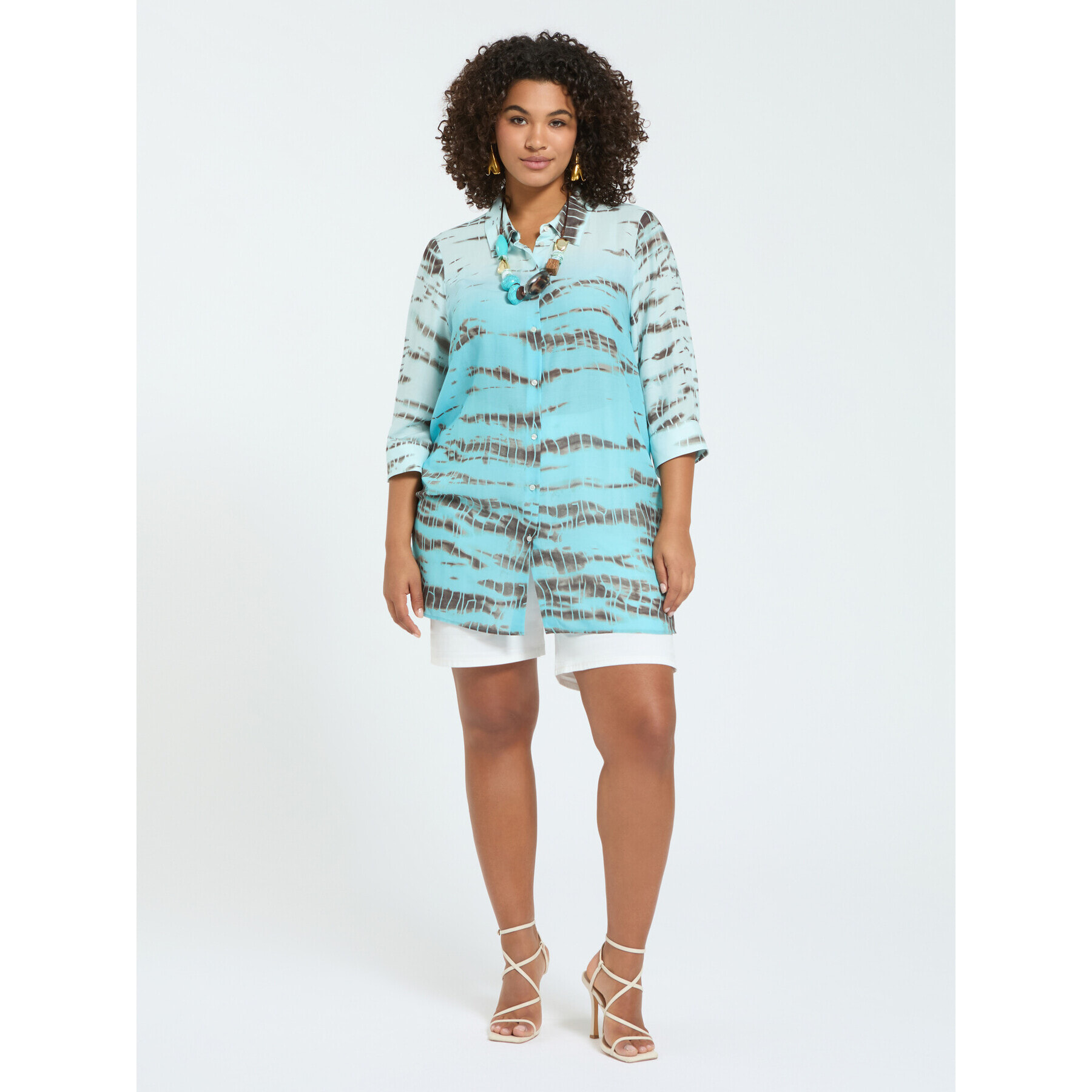 Fiorella Rubino - Camisa estampado animal difuminado - Light - blue