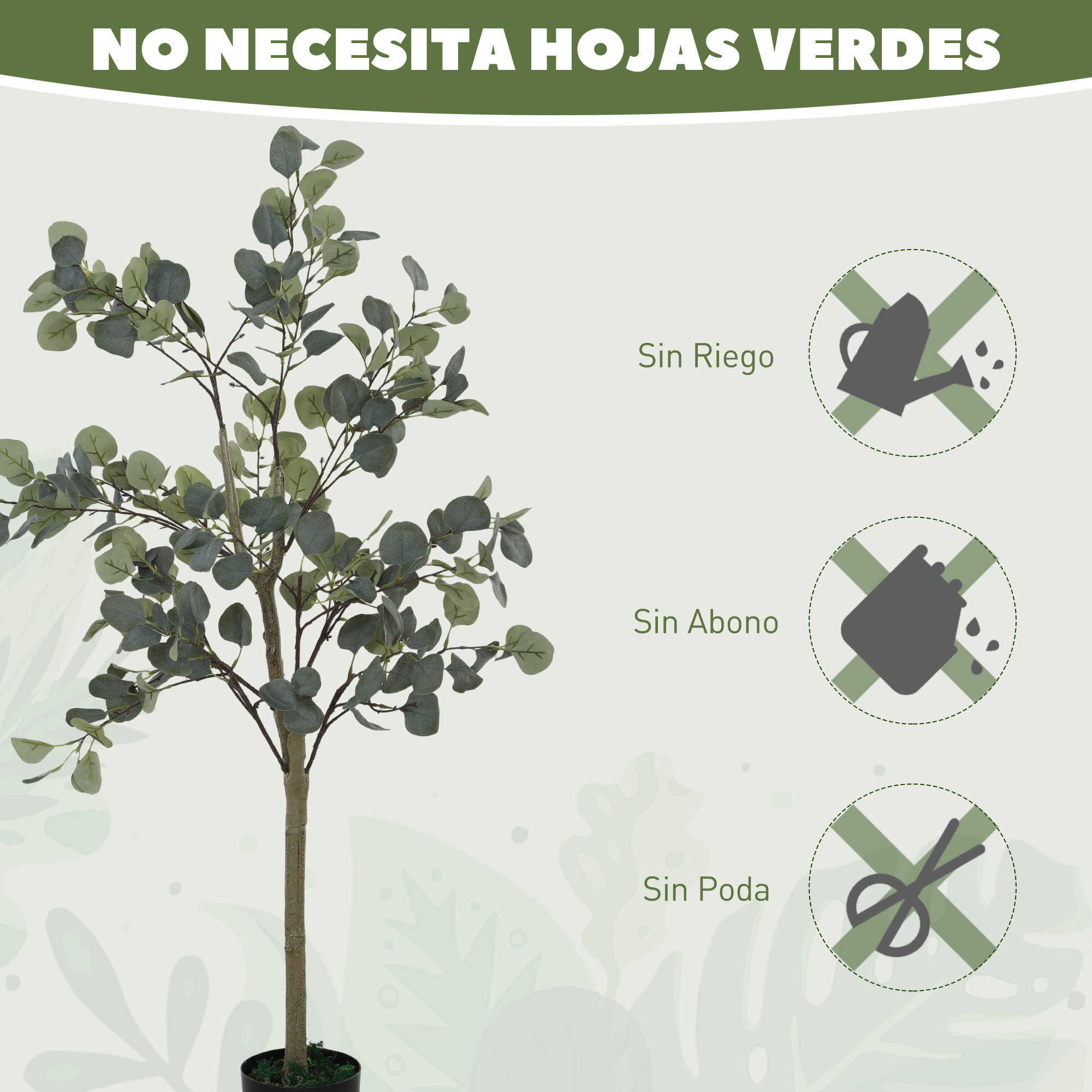 Planta Artificial Decorativa Grande 150 cm Eucalipto Artificial Árbol Sintético de Interior con 230 Hojas Decoración para Hogar Oficina Balcón Dormitorio Verde