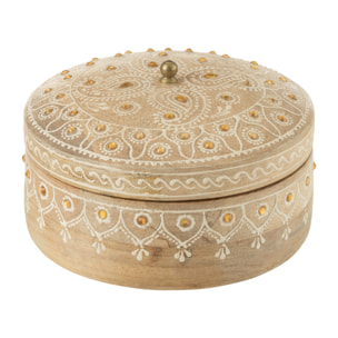 J-Line boîte + couvercle Rond - bois - naturel/blanc - small