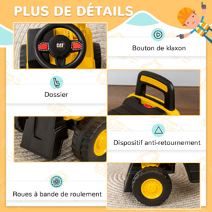 Trotteur porteur tractopelle CAT licence officielle excavateur jaune noir