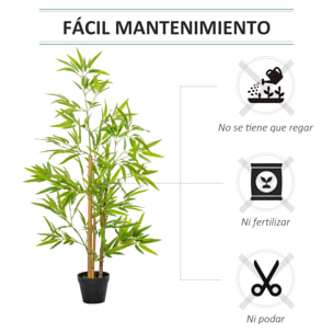 Outsunny árbol de Bambú Artificial en Maceta 120 cm Planta Artificial Decorativa para Interior y Exterior Hogar Salón Oficina Verde