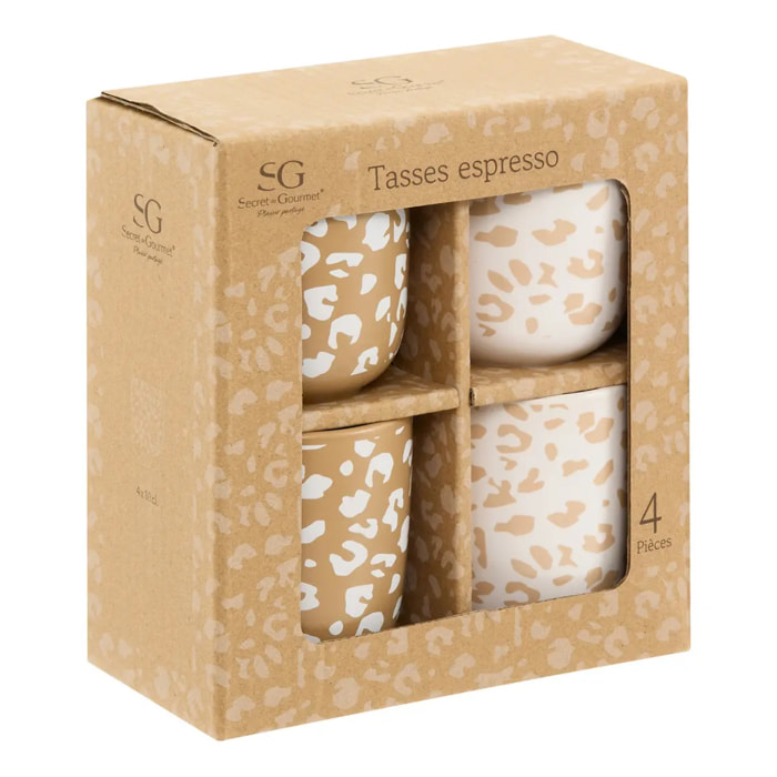 Coffret de 4 tasses Leopardi D6xH6,5cm
