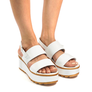 SANDALO DOPPIA FASCIA VERA PELLE BIANCO