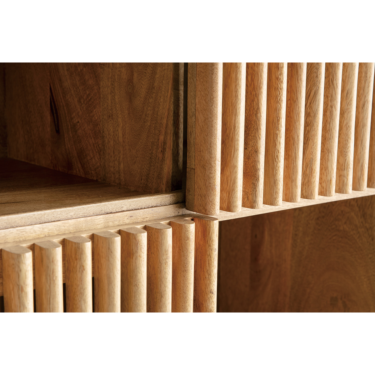 Buffet haut en bois manguier massif 3 portes coulissantes L85 cm ALBA