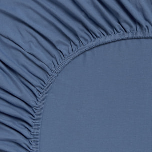 Sábana bajera algodón de punto ajustable Puntib color azul medio Punto de algodón