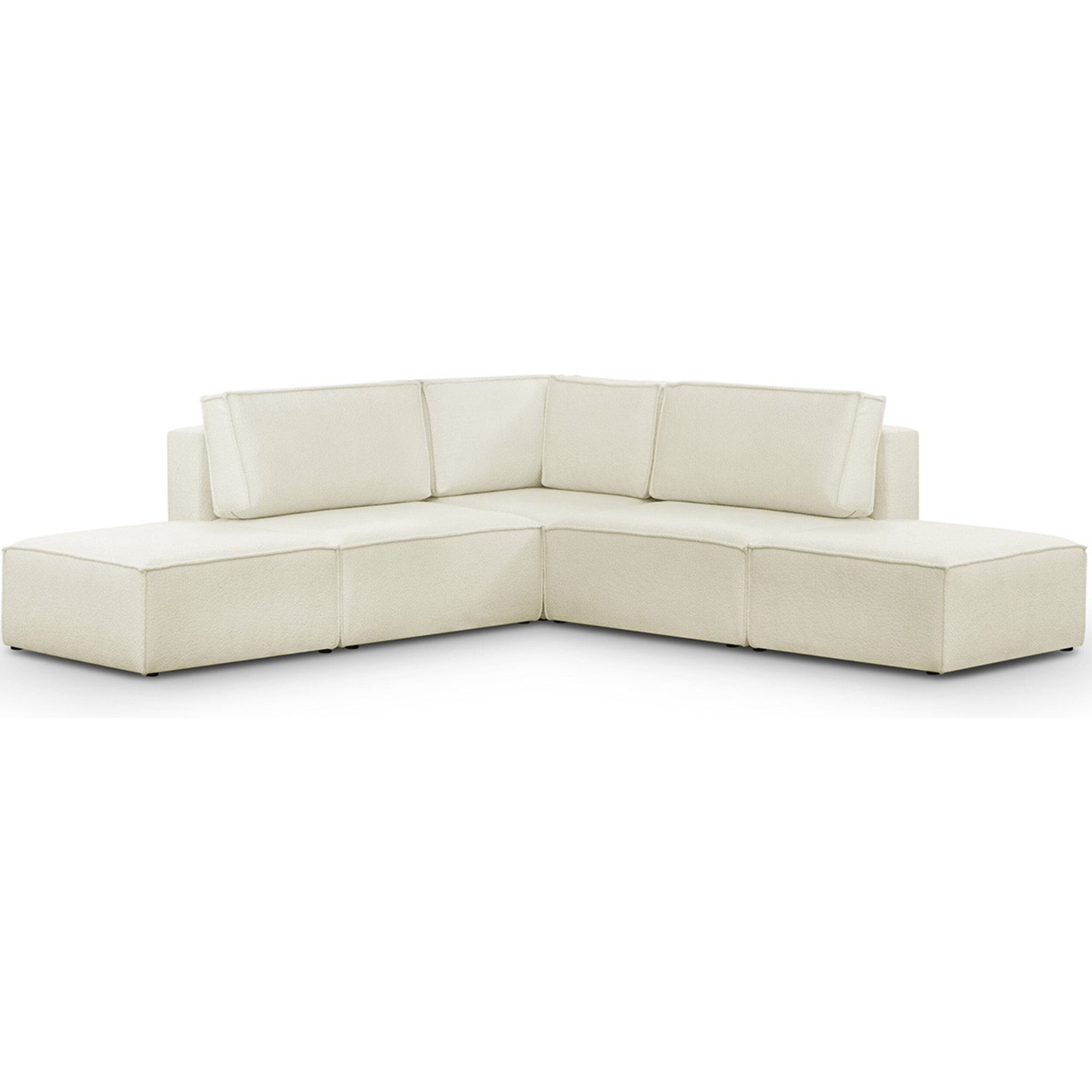Canapé d'angle droit 4+2 places en tissu bouclé - HARPER MOD