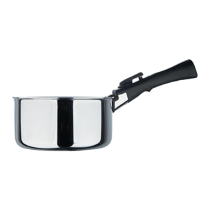 set de 3 cazos ø16ø18ø20cm sin revestimientos + mango desmontable en acero inoxidable