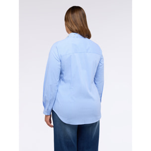 Fiorella Rubino - Camisa de rayas de algodón con cuello precioso - Light - blue