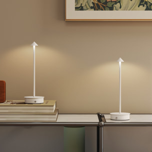 Juego de 2 Lámparas de Mesa Recargables por USB, Lámparas de Mesita de Noche Regulables con Control Táctil, 3000K/4500K/6000K, Luz LED Incluida, para Dormitorio, Salón u Oficina, Blanco