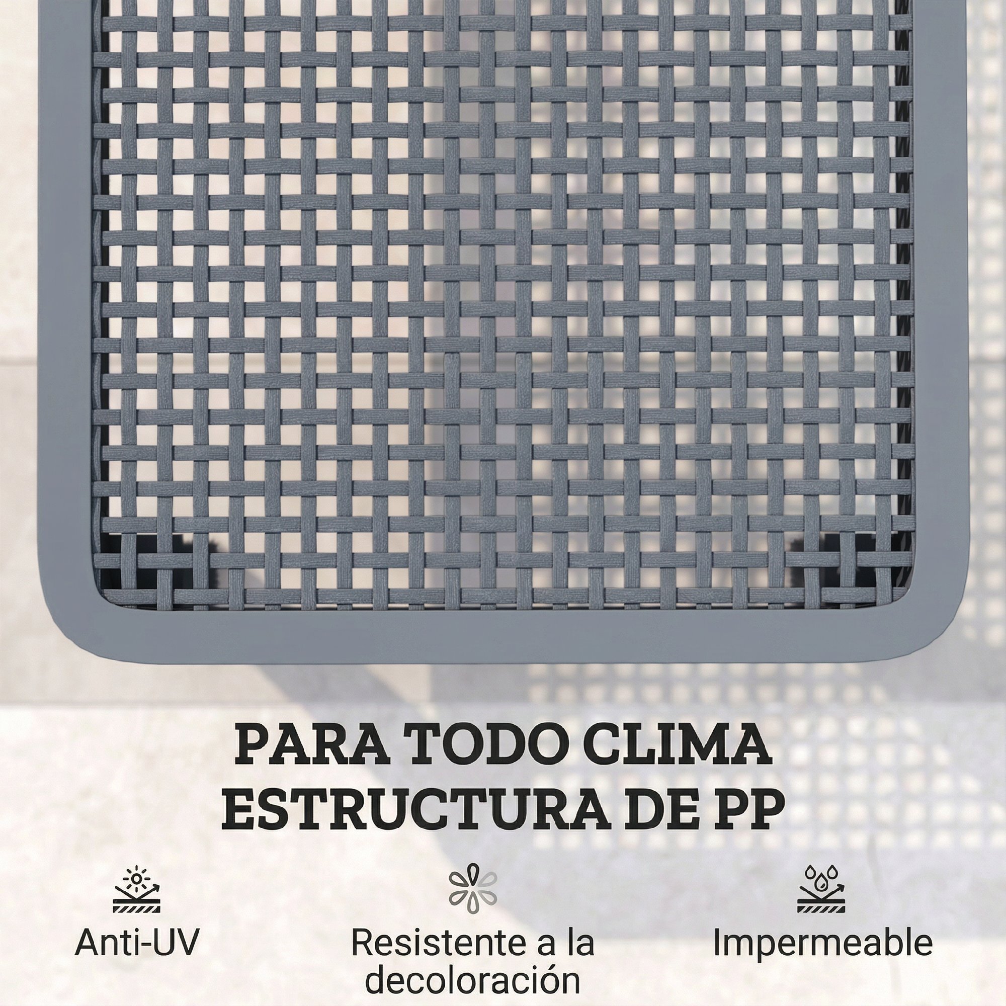 Tumbona Reclinable, Tumbona Jardín Exterior de PP con Respaldo Ajustable en 4 Niveles, Carga 120 kg, para Patio, Terraza, Balcón, Montaje Fácil, 191x55x35,5 cm, Gris Oscuro