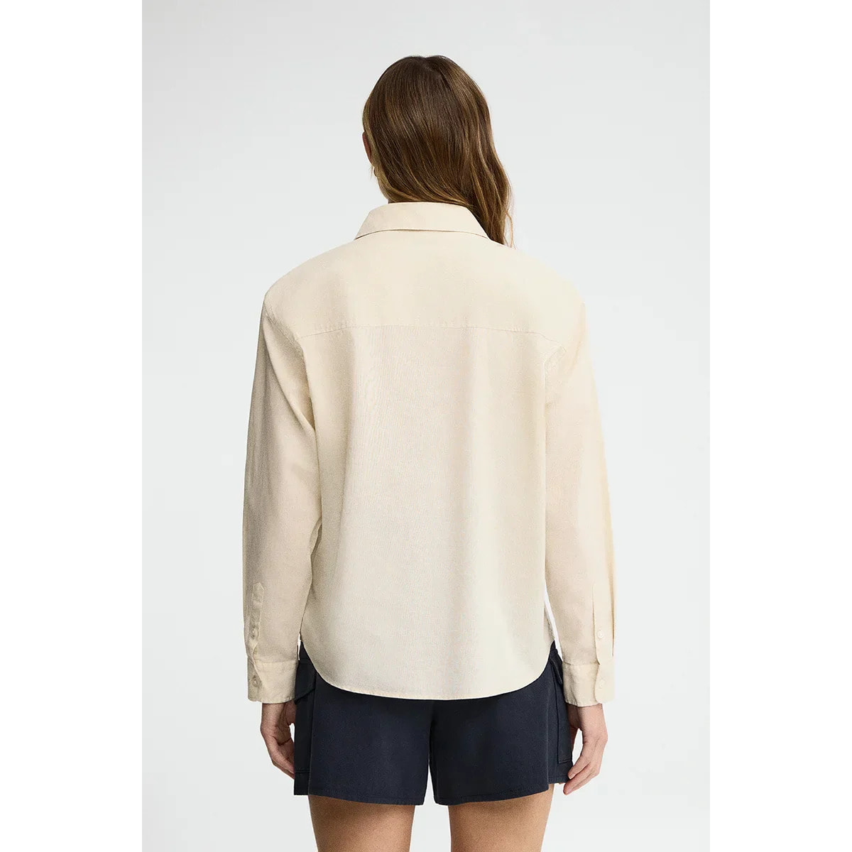 Camicia cotolino crema dal fit ampio con ricamo Rigby Go