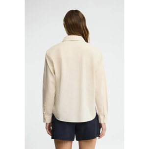 Camicia cotolino crema dal fit ampio con ricamo Rigby Go