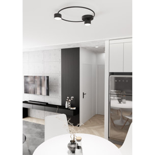 Lampada da soffitto LUCIO a due luci in acciaio nero opaco