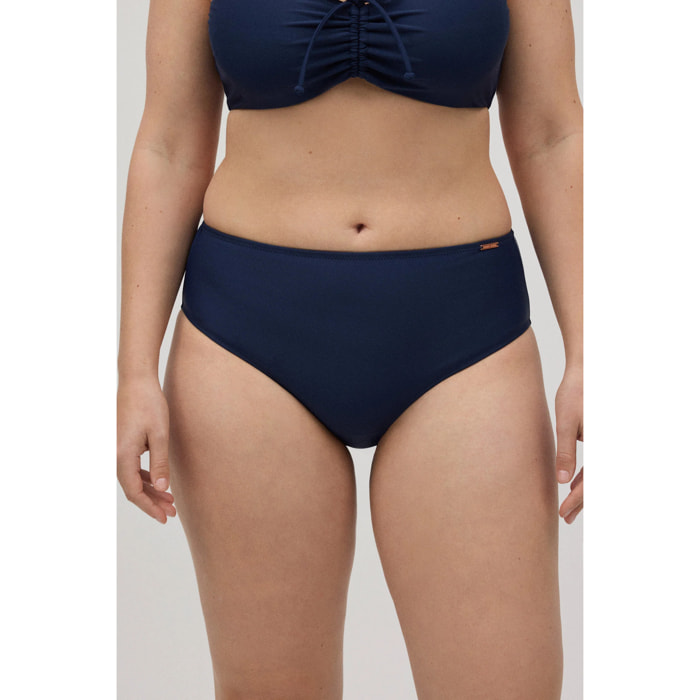Costume da bagno modellante a righe blu navy