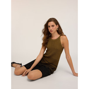 Motivi - Vestido corto de punto trabajado - Verde militare
