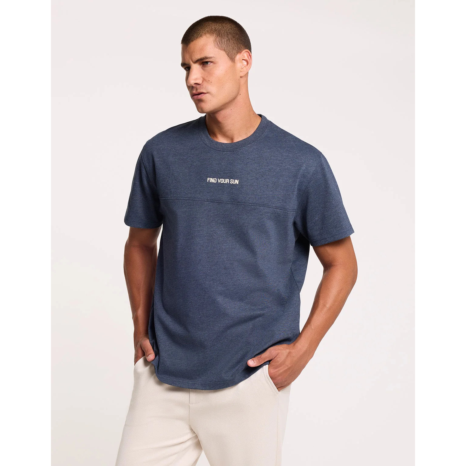 Camiseta Manga Corta Jaspeada Azul Marino - Bondi