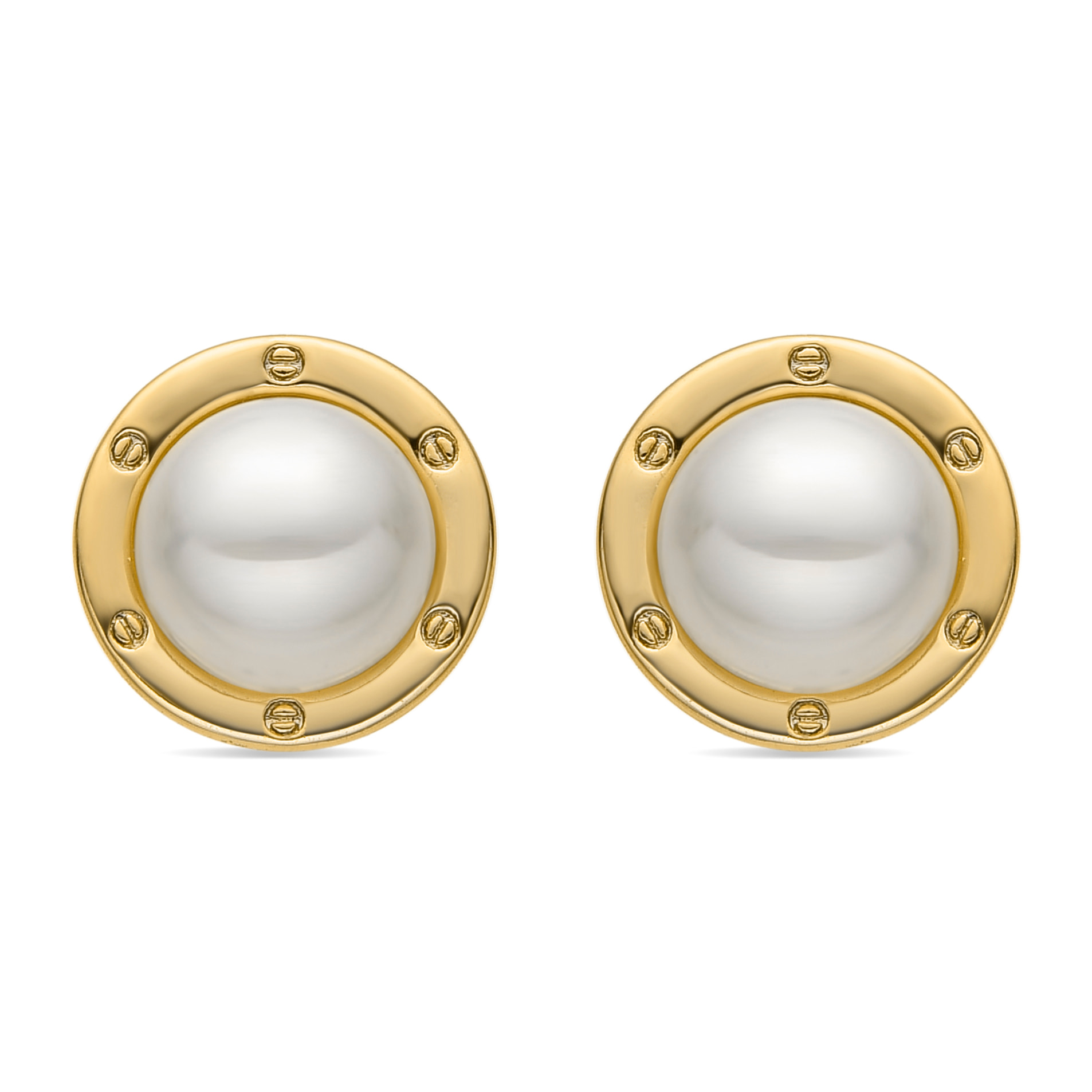 Pendientes con Perla Blanca acabado oro 18k