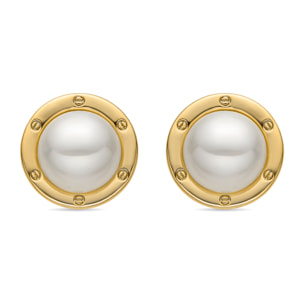Pendientes con Perla Blanca acabado oro 18k